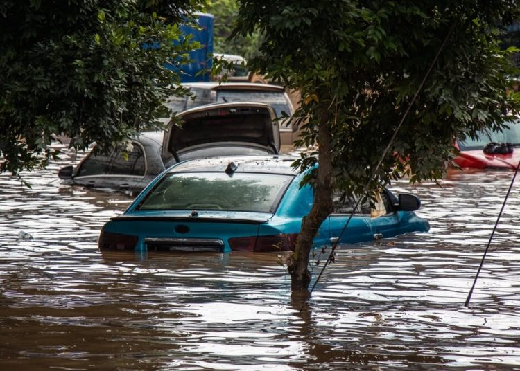 vehículo afectado por el temporal