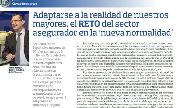 Adaptarse a la realidad de nuestros mayores, el RETO del sector asegurador en la ‘nueva normalidad’